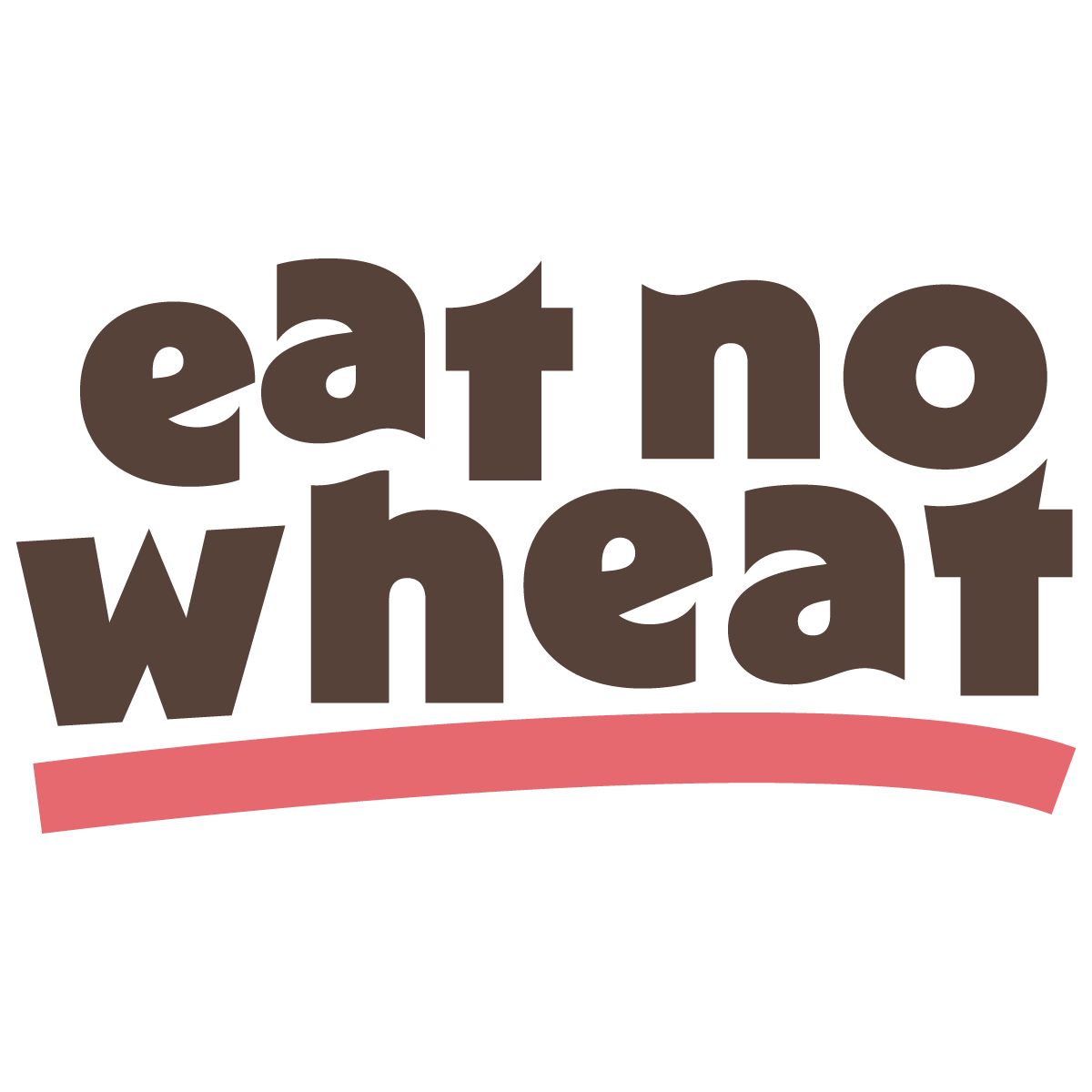 Eat No Wheat wordmark logo in brown with a coral underline