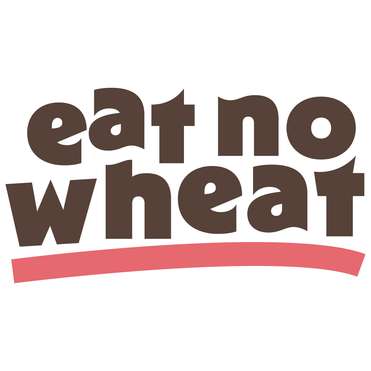 Eat No Wheat wordmark logo in brown with a coral underline